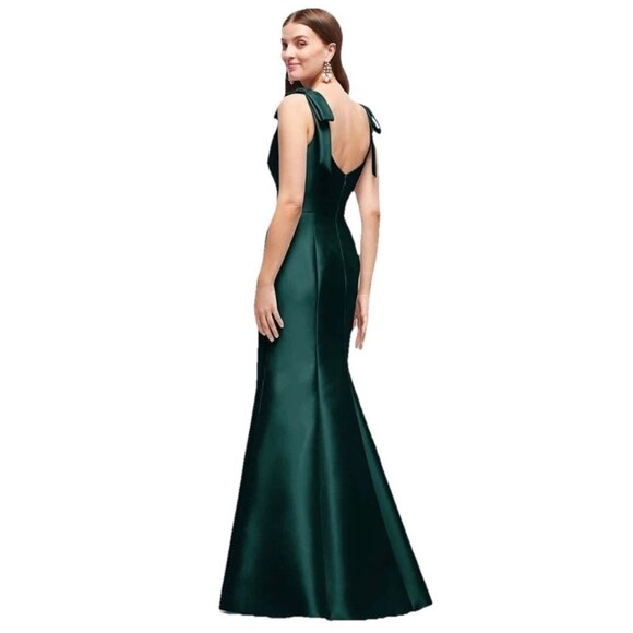 ALFRED SUNG Evergreen Satin Fit & Flare Maxi Dress Sz 8 NWT - Picture 3 of 8